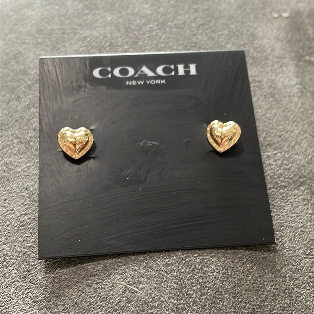 Coach Gold Heart Stud Earrings